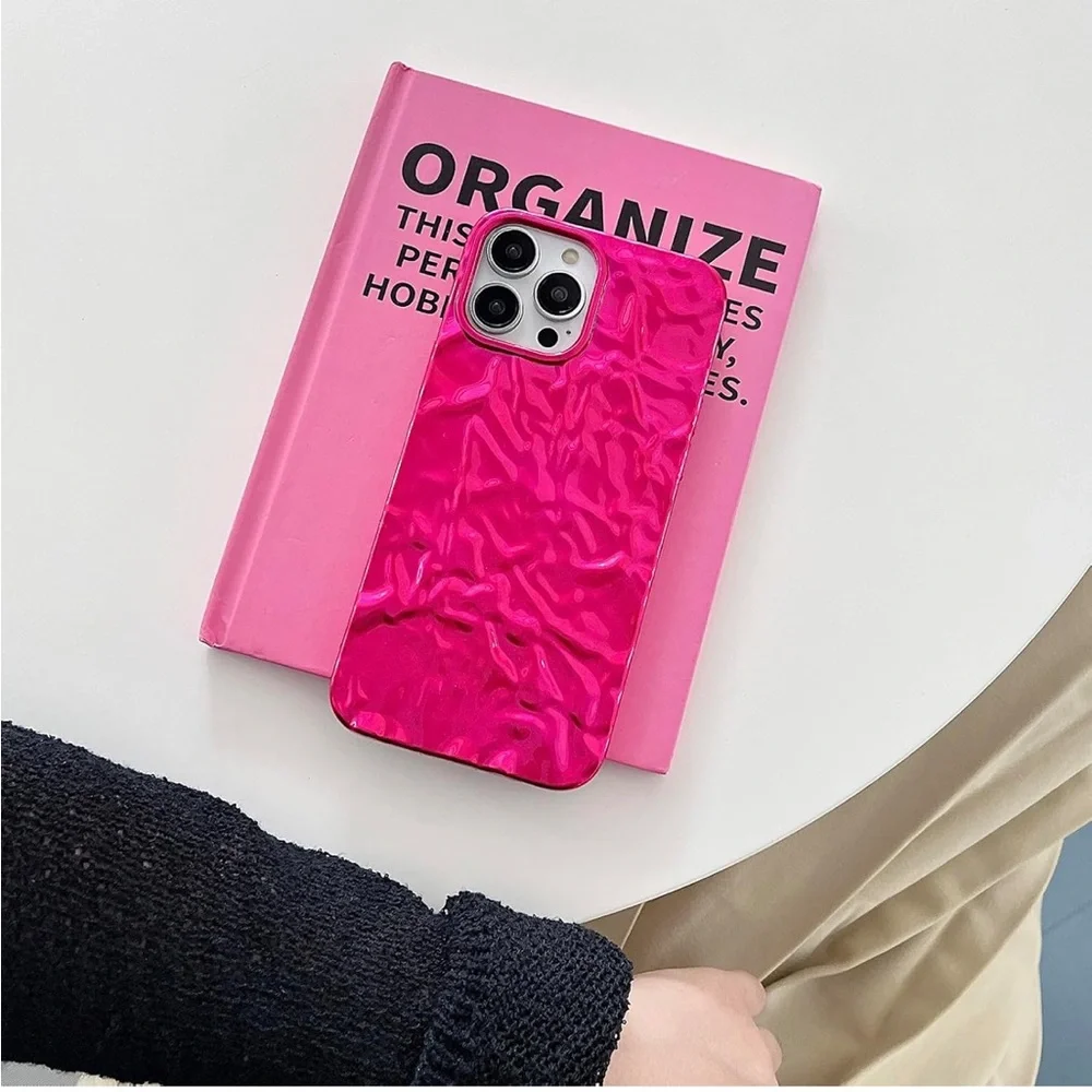 5for$10 Hot Pink iPhone 13 Pro Max Phone Case Cute 3D Tin Foil Luxury Phone Case